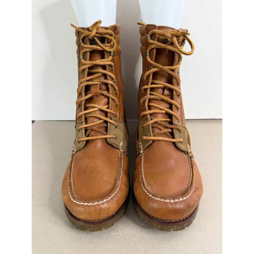 Polo Ralph Lauren Regiment Boots Mens 10.5D‎ Tan Brown Leather Rugged Outdoor